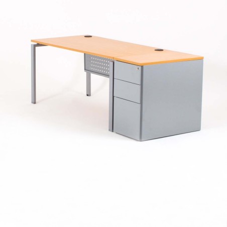 Mesa de escritorio recta OPTIMUM con cajonera de metal