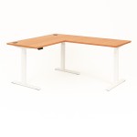 Vista en perspectiva de la Mesa de escritorio elevable en ángulo PRISMA en haya