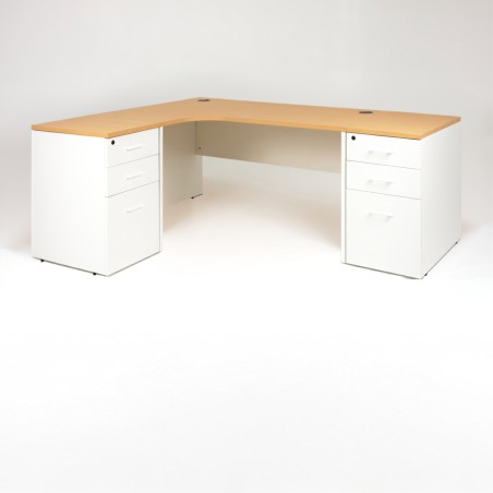 Escritorio en L MADERA + 2 cajoneras Prof.60/80 cm