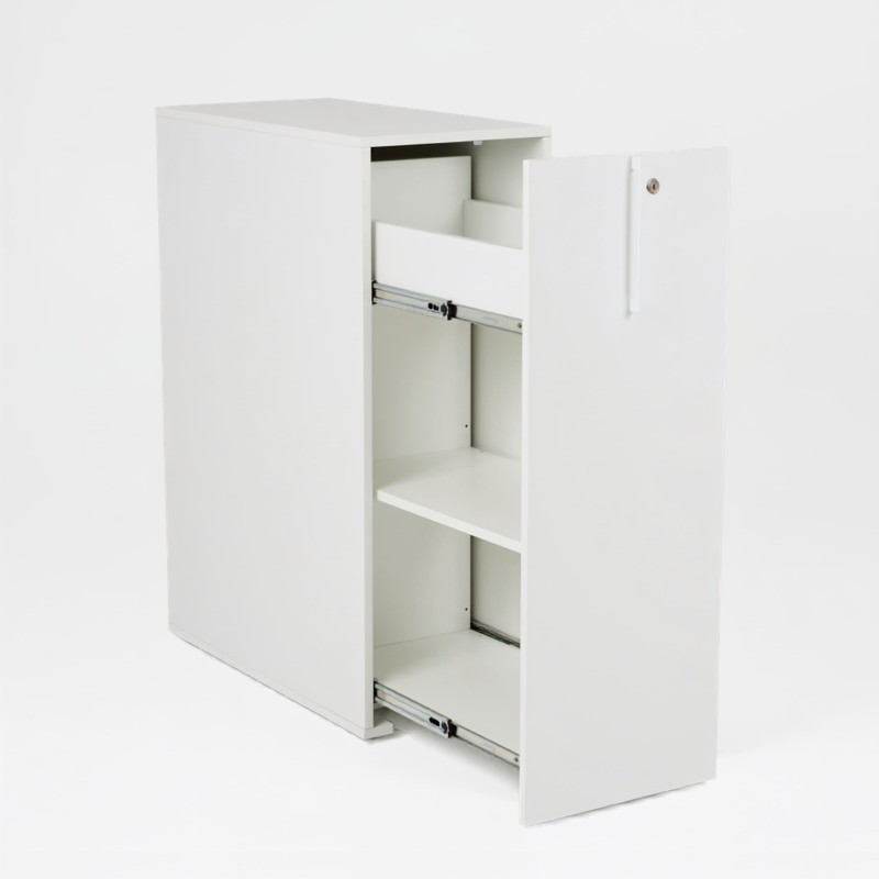 Armario de oficina JAVA en madera color blanco Alt.109 cm 3/4 abierto