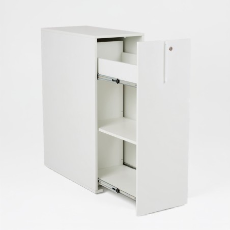 Armario de oficina JAVA en madera color blanco Alt.109 cm 3/4 abierto